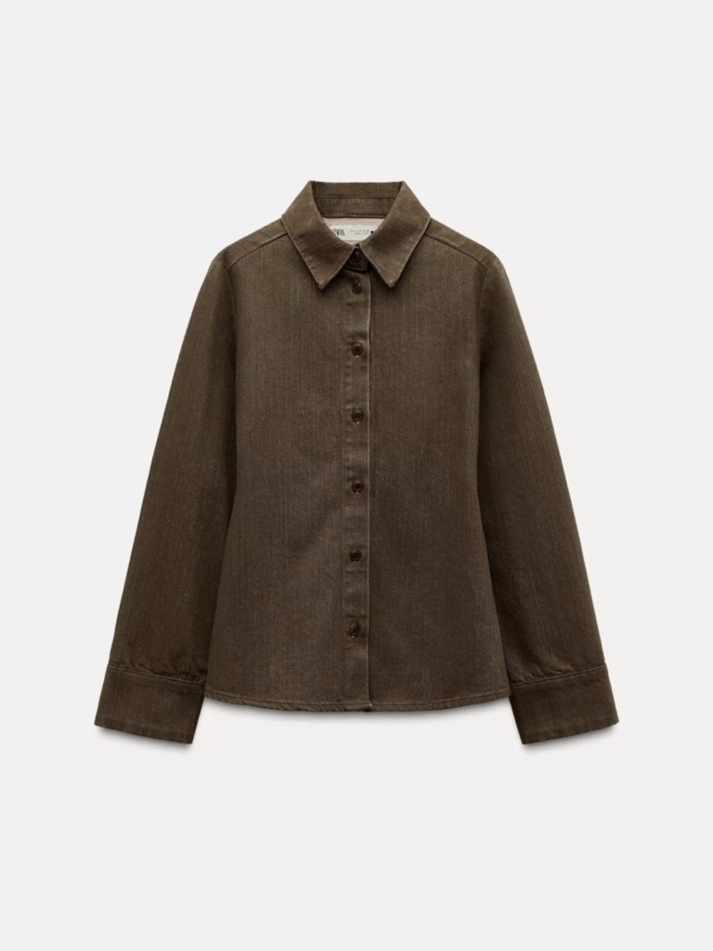 Zara Brown Button-Down Long-Sleeve Shirt
